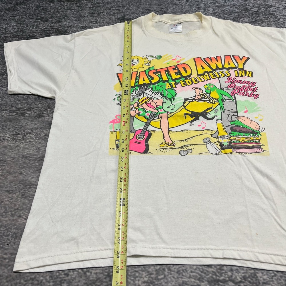 Vintage Jimmy Buffet Wasted Away T Shirt Mens‎ XXL White Music Concert - Picture 12 of 13